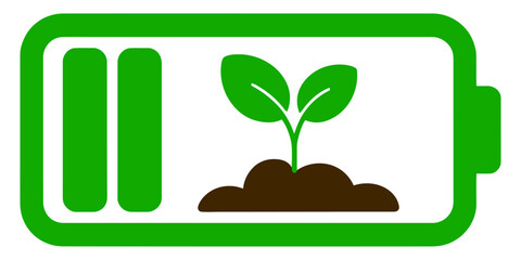 Social Battery Recharge Icon with Growing Green Plant