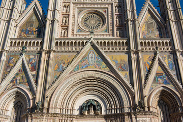 Details of Orvieto cathedral facade showcasing