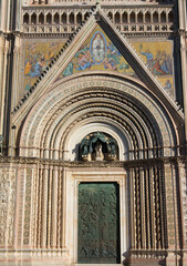 Details of Orvieto cathedral facade showcasing