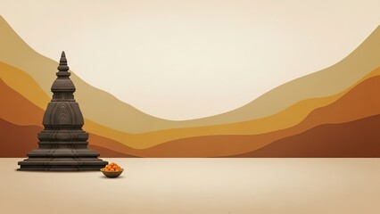 Serene temple structure in a peaceful landscape