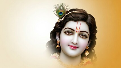 Beautiful radha krishna portrait with peacock feather