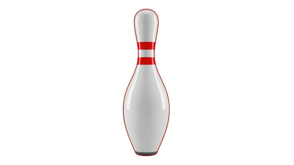 White Bowling Pin with Red Stripes isolated on a transparent background sport game