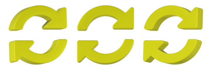 recycle icon 3d render yellow color