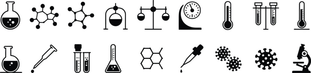 Science laboratory equipment icons