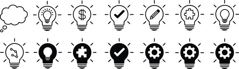 Evolution of a light bulb moment with various icons and symbols