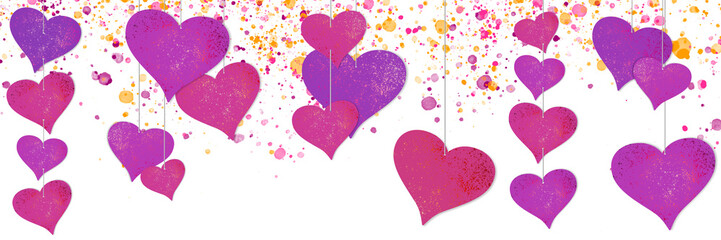 Festive banner with hearts for Valentine's Day.