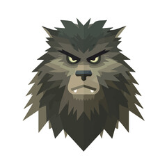 A simple and modern flat 2D vector of a Werewolf, isolated on a pure white background.