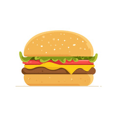 Veggie Burger &mdash; flat 2D vector artwork created in a clean, modern, and minimal style on white background.