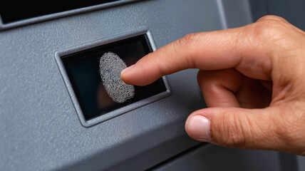 Modern safe with touchscreen fingerprint scanner for biometric security