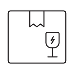 Fragile cargo box linear icon vector illustration symbol isolated white background broken glass sign warning caution handle care package shipping container outline