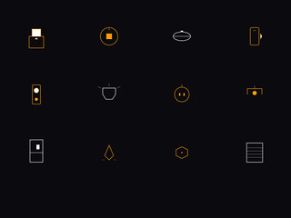 12 Smart Home Automation and IoT Device Icons - Domotics and Connected Living Vector Set