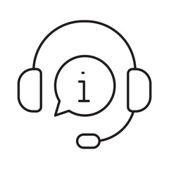 Customer support headset linear icon vector illustration symbol isolated white background service help desk operator call center communication info outline design