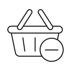 Remove from basket linear icon vector illustration symbol isolated white background minus sign shopping retail cart delete cancel item commerce outline design
