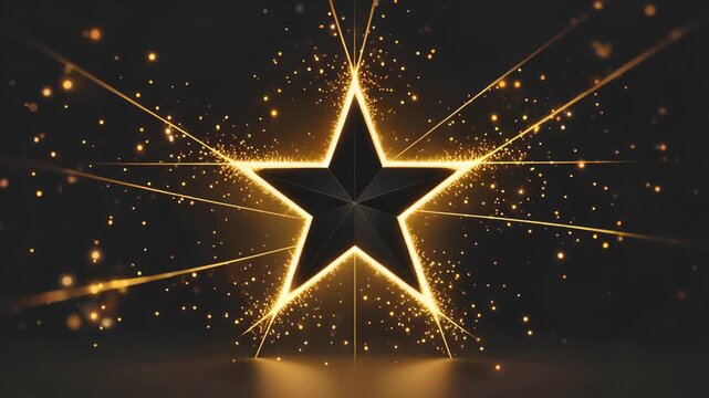 Golden particle light effect pentagram background