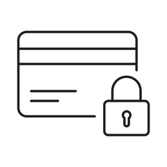 Secure credit card linear icon vector illustration symbol isolated white background lock protection payment security safety bank finance money outline design