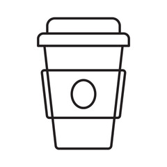 Coffee cup takeaway linear icon vector illustration symbol isolated white background drink beverage cafe hot tea paper break breakfast morning outline design