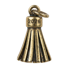 Vintage bronze tassel charm with 2026 engraving