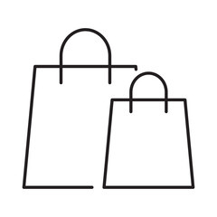 Shopping bags paper linear icon vector illustration symbol isolated white background retail purchase store buy gift commerce package container outline design