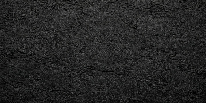 A dark, rough black leather and fabric texture with a grunge stone pattern on a gray concrete wall material creates an old, textured cement surface backdrop for a black and white background