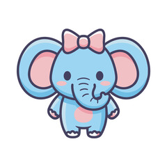 Fototapeta premium Adorable Cartoon Elephant with Pink Bow Illustration