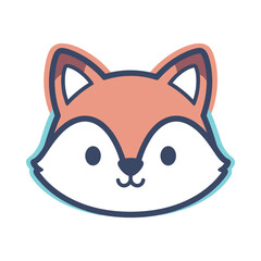 Cute Cartoon Fox Face Vector Illustration
