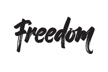 Freedom inspirational quote with brush stroke effect on on transparent background