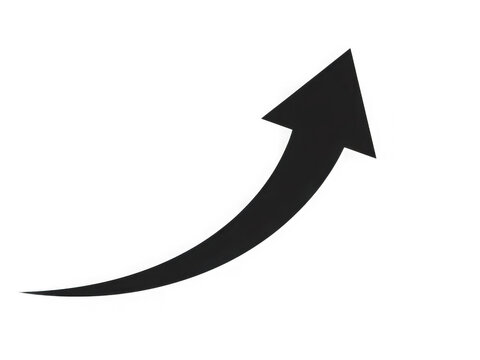 Black curved upward arrow icon isolated on transparent background