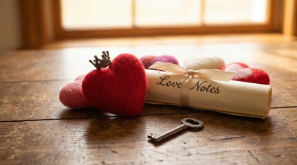 Romantic gesture love notes cozy room decorative content warm environment close-up view heartfelt concept for relationships and affection