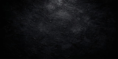 Dark grunge black and white concrete wall texture with a rough vintage stone surface and dirty old paper backdrop for a blank textured chalkboard design © lima