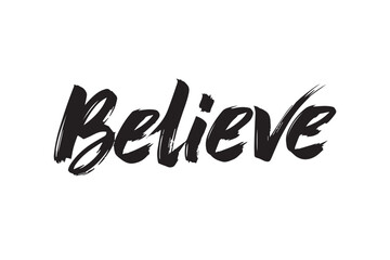 Black believe lettering, vector illustration on transparent background