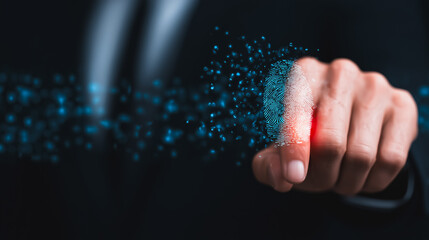 Digital Fingerprint Scan for Biometric Security, Access Control, and High-Tech Authentication