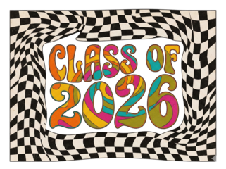 Retro psychedelic class of 2026 graduation poster