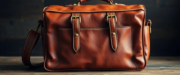 Artisan-crafted leather satchel, rich brown, intricate stitching,  leatherwork,   leather tooling