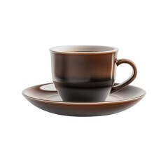 Obraz premium Espresso Cup Brown Ceramic Cup Saucer Coffee Drink Modern 3D Render Icon Isolated Object PNG Transparent Background