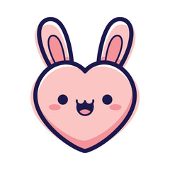 Obraz premium Adorable Pink Bunny Heart Illustration