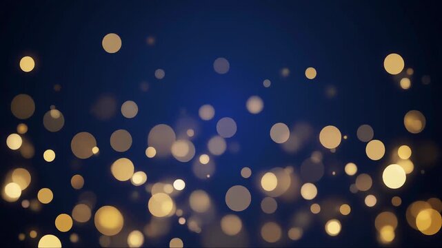Elegant Abstract Dark Blue Background with Floating Gold Bokeh