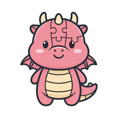 Adorable Pink Cartoon Dragon Illustration