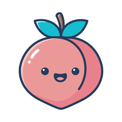 Cute Peach Cartoon Vector Illustration