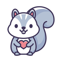 Adorable Squirrel Vector Illustration with Heart