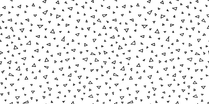 Japanese patern bg. Vector hand-drawn seamless pattern with tiny small triangles. Artistic digital paper. Endless texture backdrop. Tileable background illustration in black and white colors