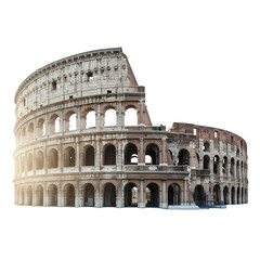 Naklejka premium Ancient Roman Colosseum Landmark in Rome, Italy, Isolated Cutout Subject