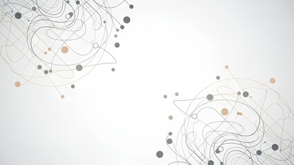 White Abstract Network Background with Gold Lines