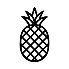 Pineapple Black Outline Icon Illustration for Tropical Fruit, Summer Design, Food Symbol, Minimal Logo and Decorative Graphic Use