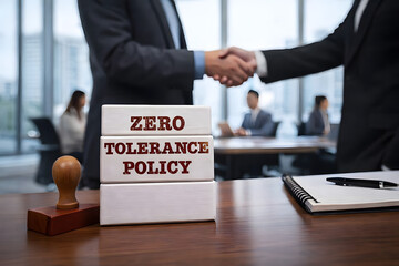 Zero tolerance policy concept representing business ethics compliance agreement corporate responsibility and professional standards