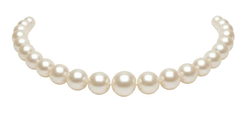Classic white pearl necklace on light grey background