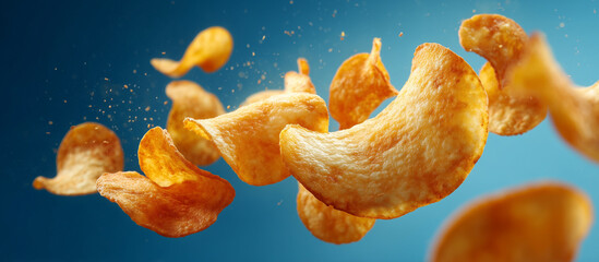 potato chips with blue background