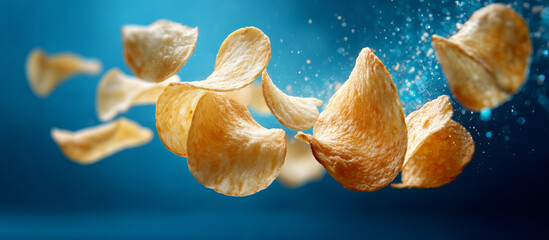 potato chips with blue background
