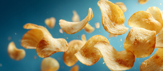 potato chips with blue background