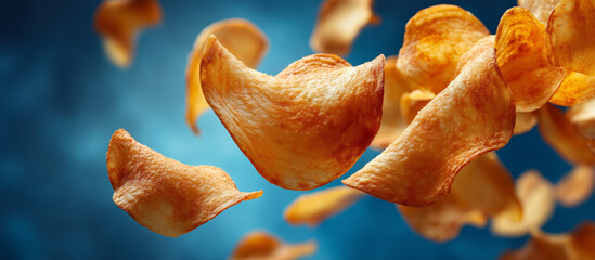 potato chips with blue background