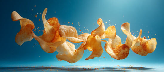 potato chips with blue background